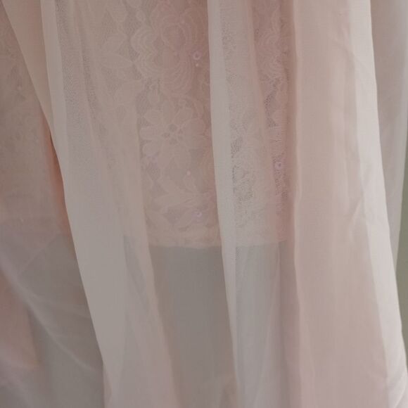 Knitworks Hi Low Halter Top Sleeveless Sequin Peach Color Dress Size 12 - Picture 10 of 13